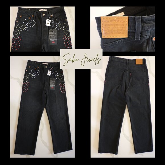 Levi’s Premium Ribcage Straight Ankle Rhinestone Jeans – Size 29 (NWT) - Picture 1 of 7